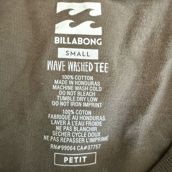 Billabong Wave Washed Tee Small Olive Green Cruise Logo T-Shirt - Picture 2 of 13